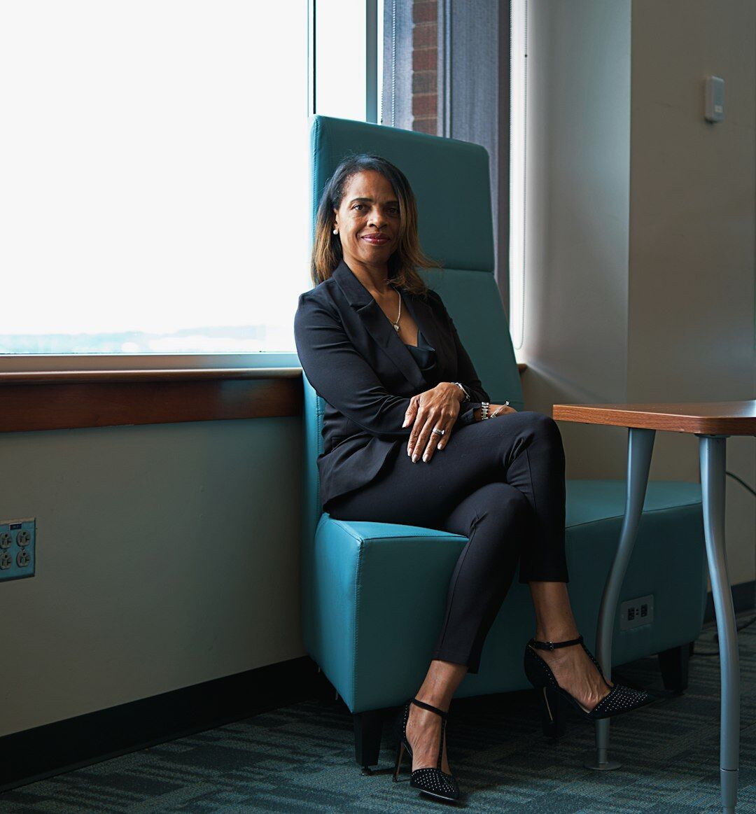 Professional woman moderator portrait smiling